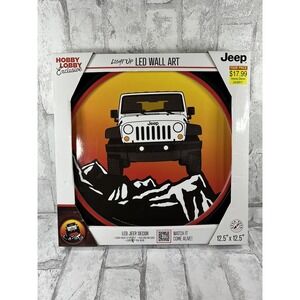 12.5 X 12.5IN JEEP WRANGLER LIGHT UP SIGN LED WALL ART 4X4 OFFROAD USB Mountain